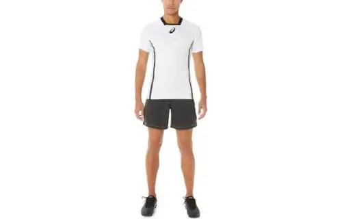 ASICS T Shirts Men's White Crew Neck Moderate Straight Fit