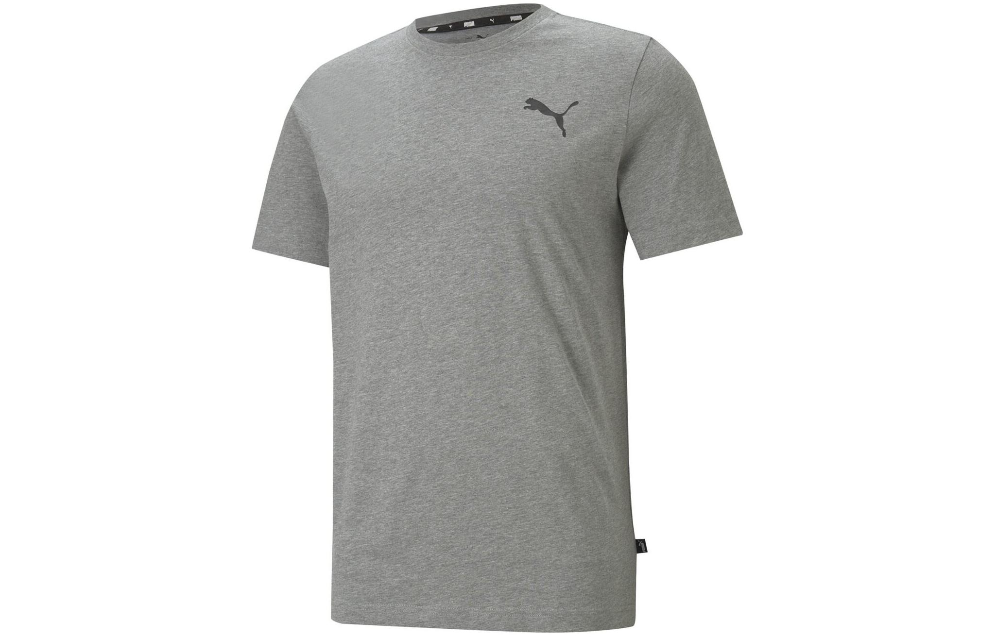 PUMA ESS SMALL LOGO TEE MEDIUM GREY HEATHER M T Shirt Men's Gray