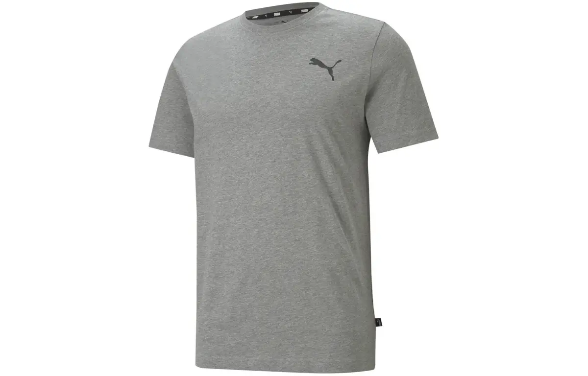PUMA ESS SMALL LOGO TEE MEDIUM GREY HEATHER M T Shirt Men's Gray
