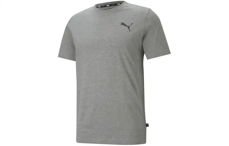 PUMA ESS SMALL LOGO TEE MEDIUM GREY HEATHER M T Shirt Men's Gray