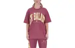 New Balance T Shirts Unisex Burgundy Crew Neck Moderate Straight Fit
