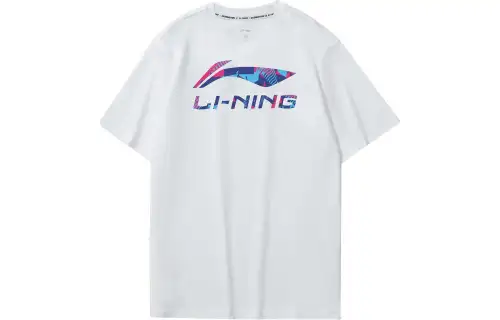 Li Ning T Shirts Unisex White Crew Neck Moderate Straight Fit