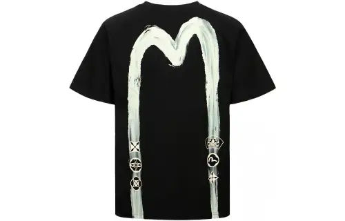 EVISU T Shirts Men's Black Crew Neck Moderate Straight Fit