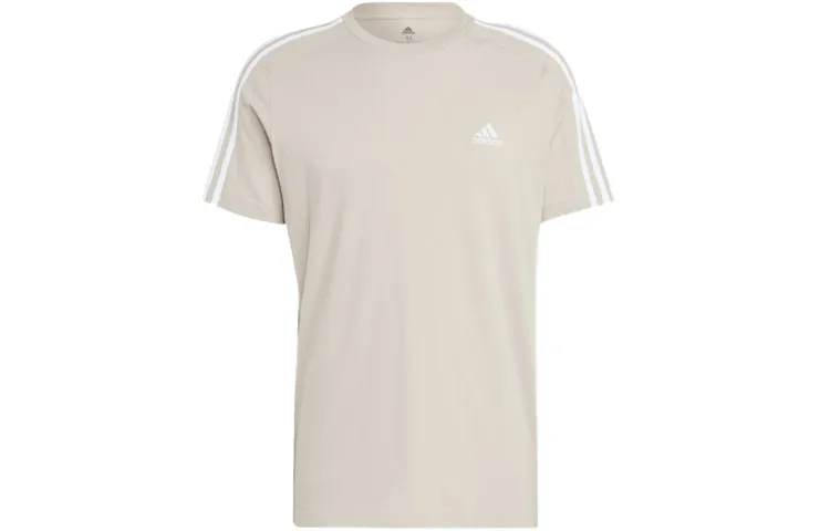 Adidas Essential T-Shirts Men's Beige Crew Neck Moderate Straight Fit