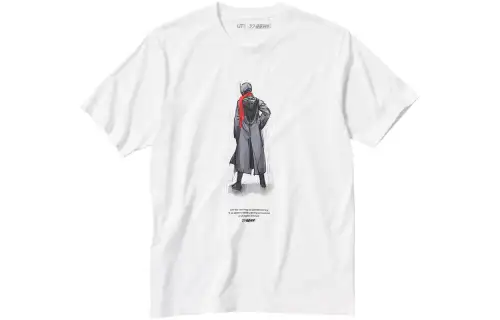 UNIQLO T Shirts Men's White Crew Neck Moderate Straight Fit