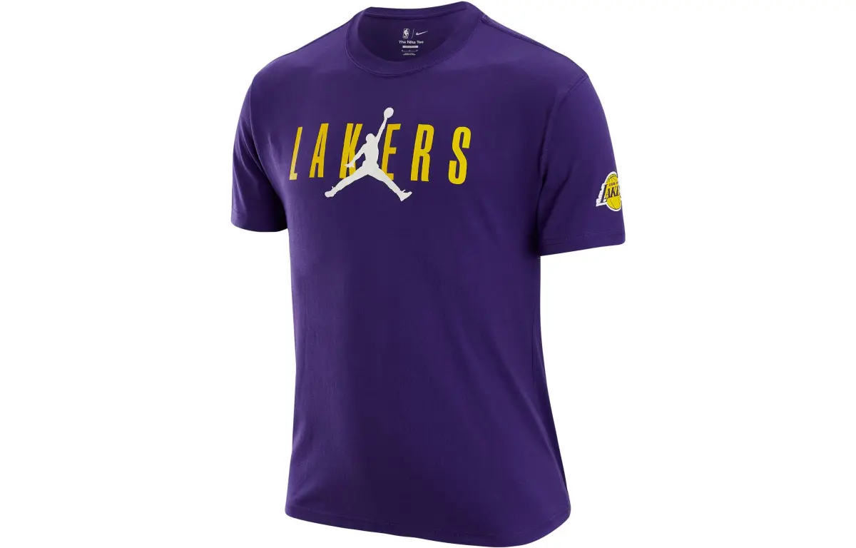 Jordan T-Shirts Men's Purple Crew Neck Moderate Straight Fit