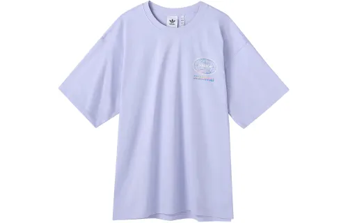 Adidas Originals T Shirts Men's Light Purple Crew Neck Moderate Straight Fit