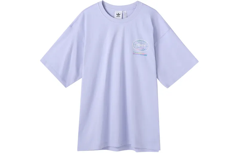 Adidas Originals T Shirts Men's Light Purple Crew Neck Moderate Straight Fit