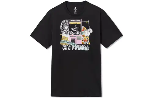 Converse Claw Machine T Shirts Men's Black Crew Neck Moderate Straight Fit