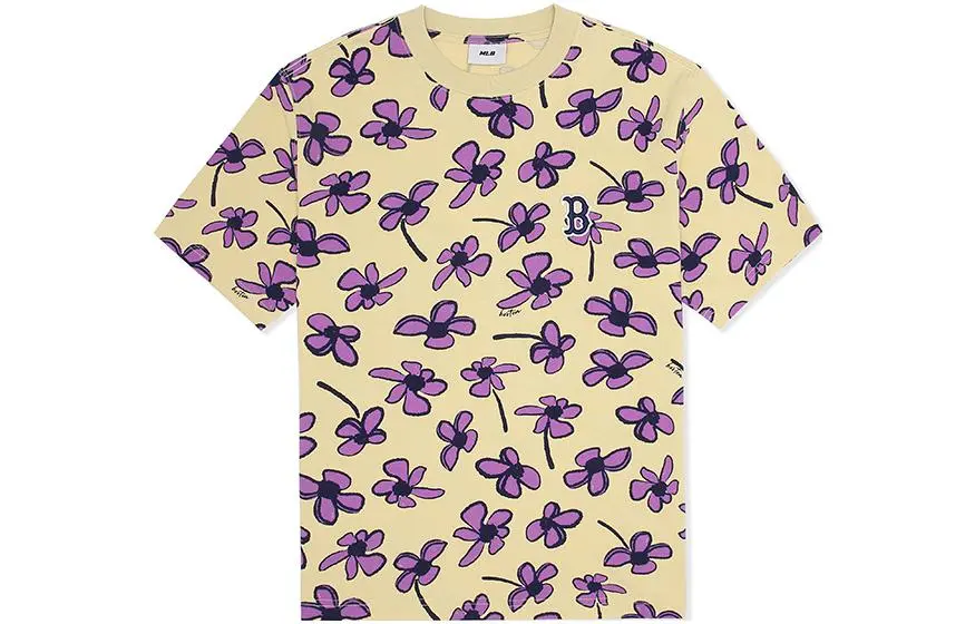 MLB T-Shirts Unisex Dark Skin Beige Crew Neck Moderate
