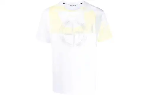 STONE ISLAND T Shirts Men's White Crew Neck Moderate Straight Fit