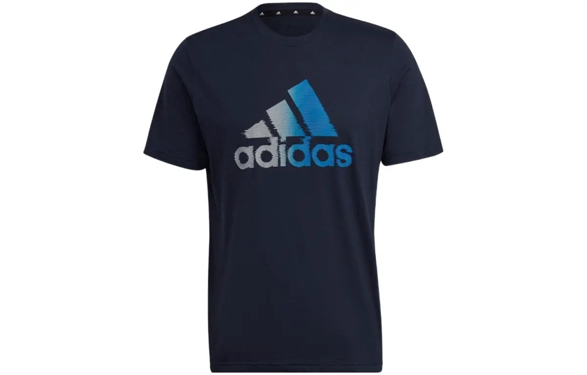Adidas T-Shirts Men's Blue Crew Neck Moderate Straight Fit