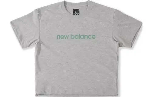 New Balance T Shirts Unisex Gray Crew Neck Moderate Straight Fit