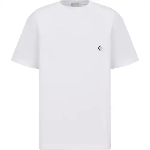 DIOR T Shirts Men's White Crew Neck Moderate Straight Fit