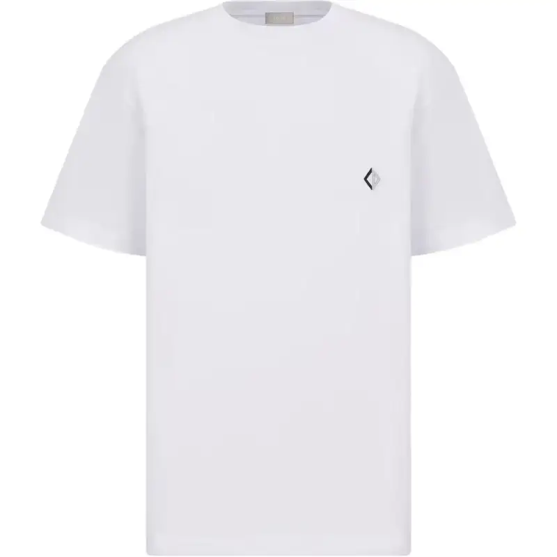 DIOR T Shirts Men's White Crew Neck Moderate Straight Fit