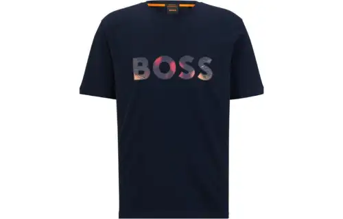 HUGO BOSS T Shirts Men's Blue Crew Neck Moderate Straight Fit