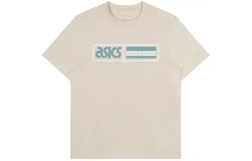 ASICS T Shirts Unisex Ecru Crew Neck Moderate
