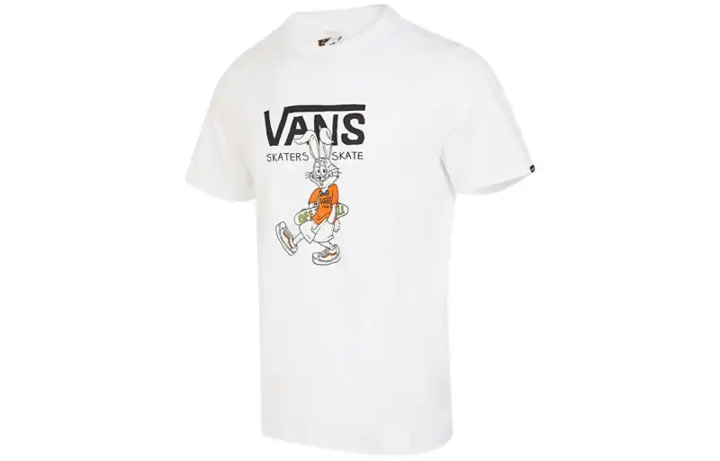 Vans T Shirts Men's White Crew Neck Moderate Straight Fit