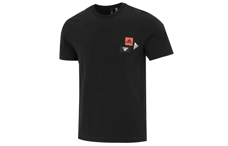 Adidas T-Shirts Men's Black Crew Neck Moderate Straight Fit