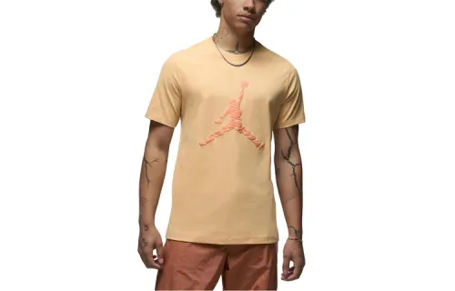 Jordan ESSENTIALS T Shirts Men's Gold Crew Neck Moderate Straight Fit