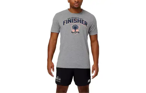 New Balance T Shirts Men's Light Gray Crew Neck Moderate Straight Fit