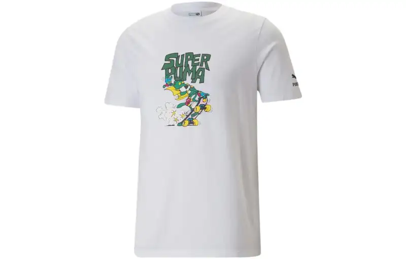 PUMA T Shirts Men's White Crew Neck Moderate Other