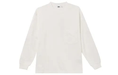 UNIQLO T Shirts Unisex White Crew Neck Moderate Straight Fit