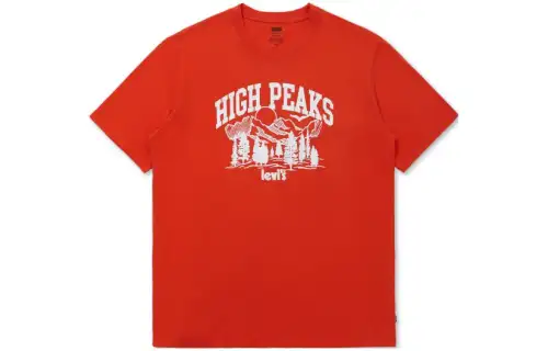 Levis T Shirts Men's Red Crew Neck Moderate Straight Fit