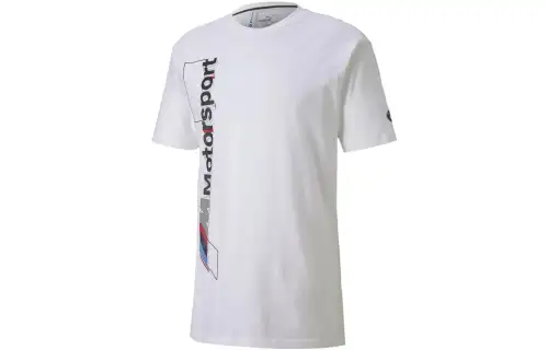 PUMA Bmw Mms T Shirts Men's White Crew Neck Moderate Straight Fit
