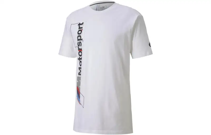 PUMA Bmw Mms T Shirts Men's White Crew Neck Moderate Straight Fit