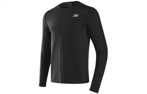 Skechers T Shirts Men's Carbon Black Crew Neck Moderate Straight Fit
