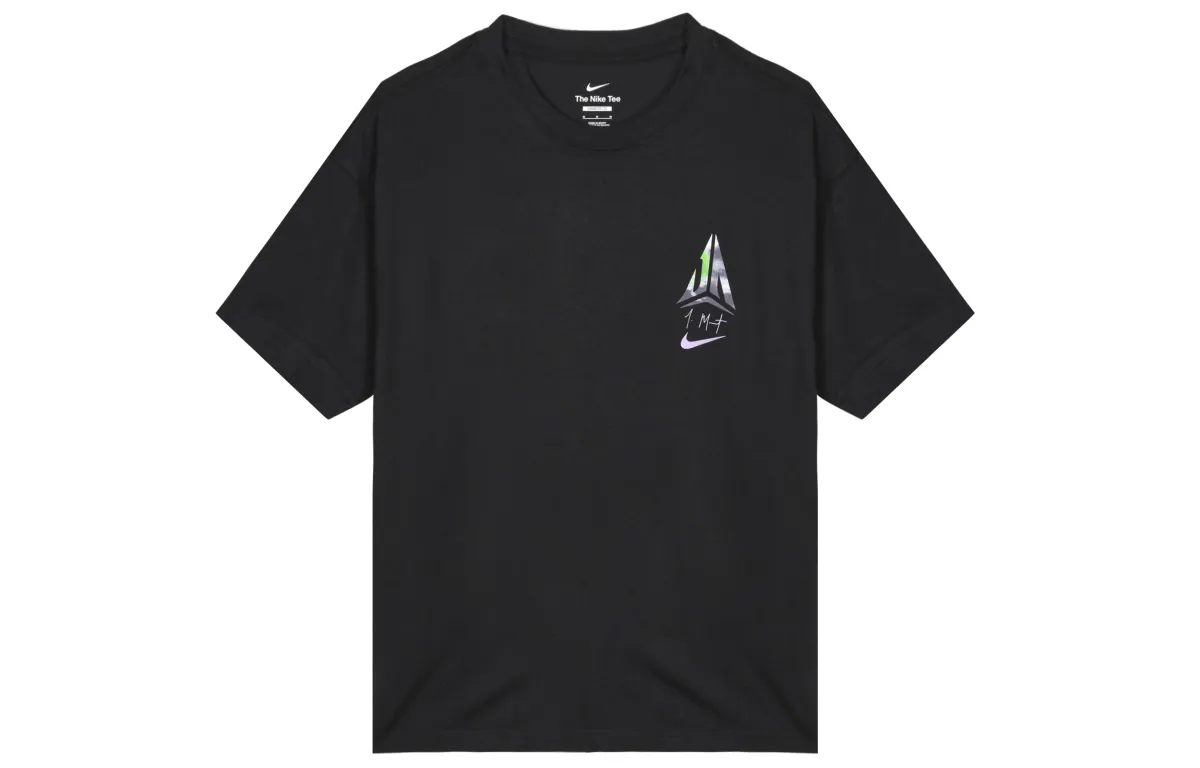 Nike T-Shirts Men's Black Crew Neck Moderate Straight Fit