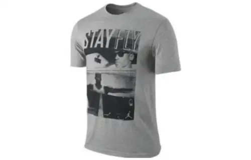 Jordan T Shirts Men's Gray Crew Neck Moderate Straight Fit