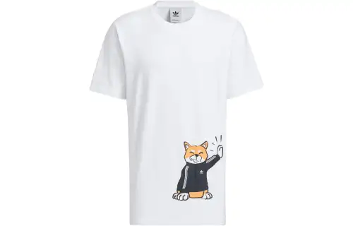 Adidas Originals T Shirts Men's White Crew Neck Moderate Straight Fit