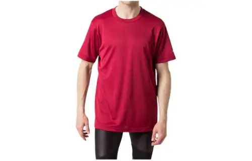 ASICS T Shirts Men's Red Crew Neck Moderate Straight Fit