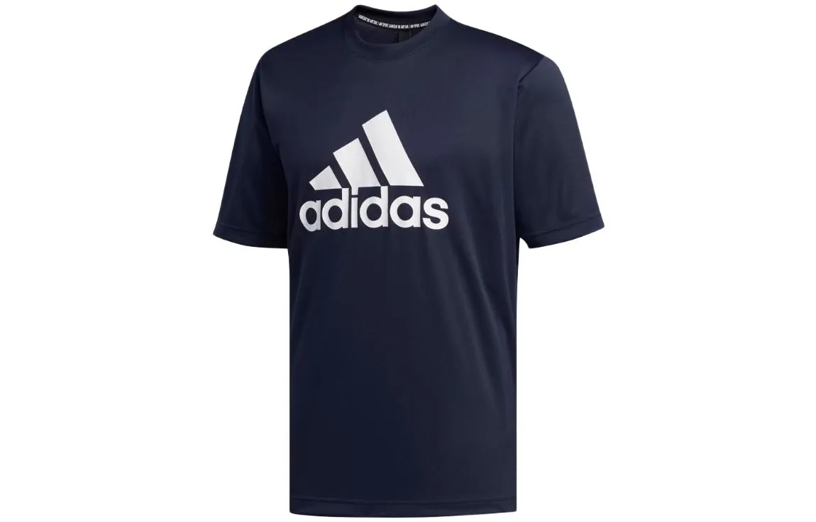 Adidas T-Shirts Men's Blue Crew Neck Moderate Straight Fit