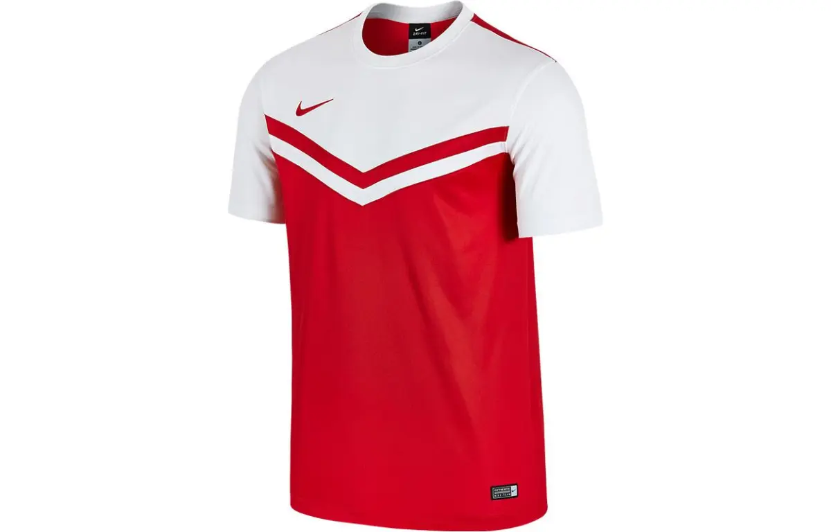 Nike T-Shirts Men's Red White Crew Neck Moderate Straight Fit