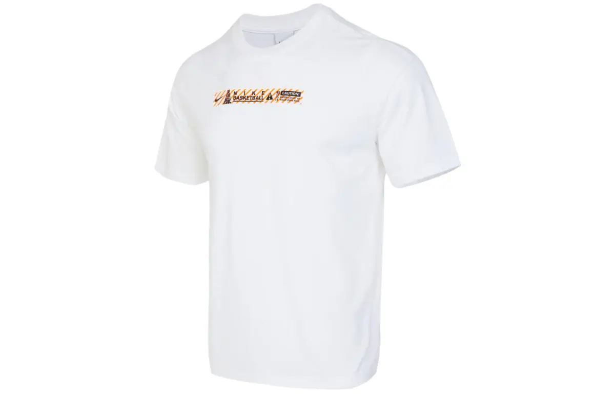 Nike T-Shirts Men's White Crew Neck Moderate Straight Fit
