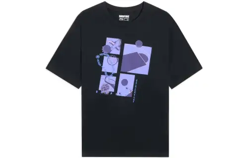 Li Ning T Shirts Unisex Black Crew Neck Moderate Straight Fit