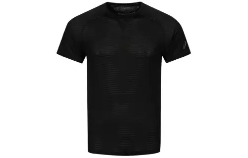ASICS T Shirts Men's Black Crew Neck Moderate