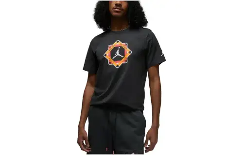 Jordan T Shirts Men's Black Crew Neck Moderate Straight Fit