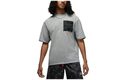 Jordan PSG T Shirts Men's Gray Crew Neck Moderate