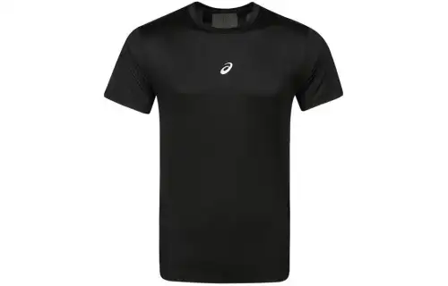 ASICS T Shirts Men's Black Crew Neck Moderate