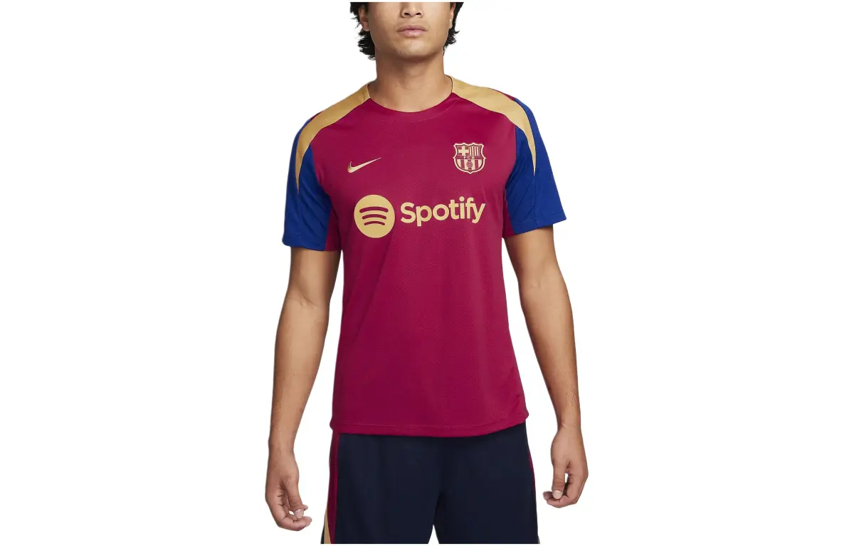Nike Dri Fit Barcelona Club, Barça Soccer Ball Training Sports Collection T Shirt Men's Red