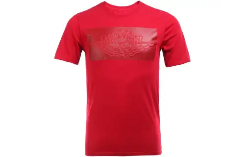 Jordan T Shirts Men's Red Crew Neck Moderate Straight Fit