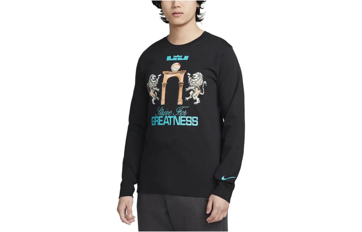 Nike T-Shirts Men's Black Crew Neck Moderate Straight Fit