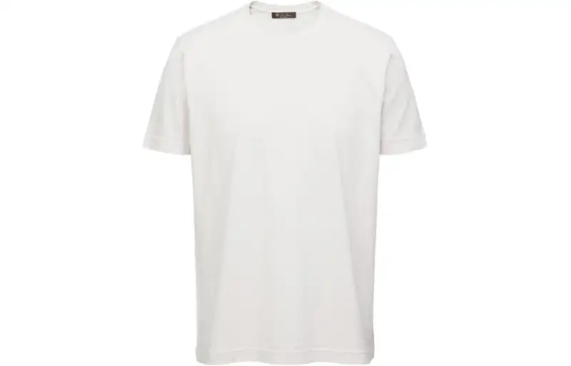 Loro Piana T Shirts Men's White Crew Neck Moderate Straight Fit
