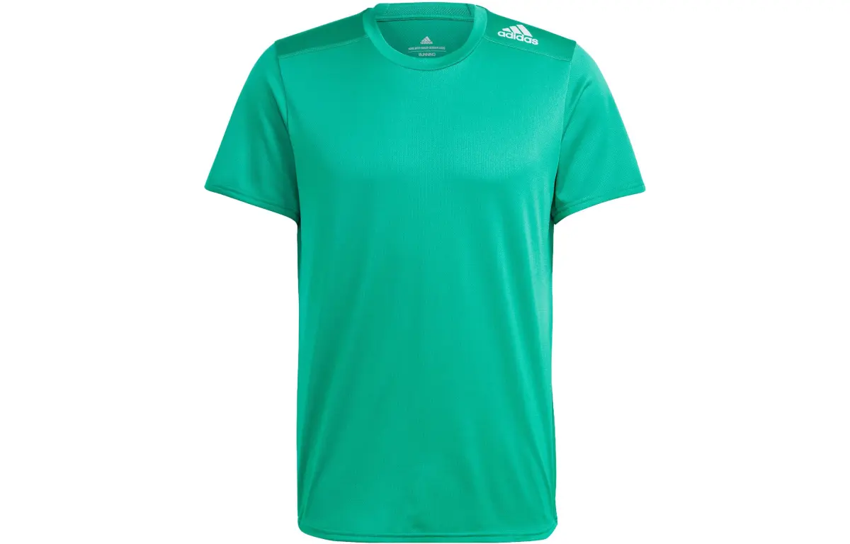Adidas T-Shirts Men's Lawn Green Crew Neck Moderate Straight Fit