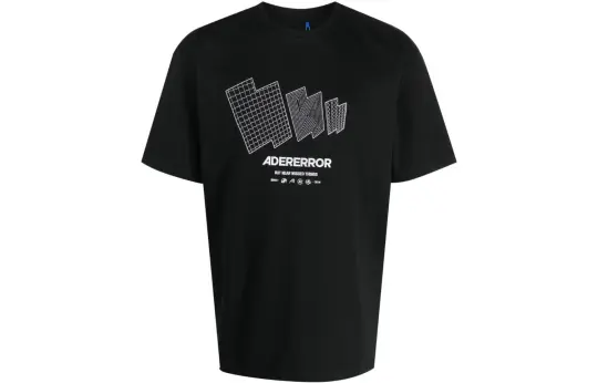 ADER ERROR T Shirts Men's Black Crew Neck Moderate Straight Fit