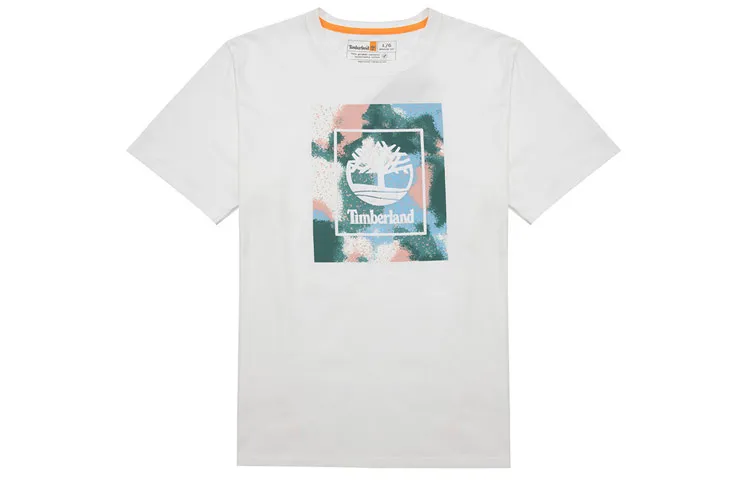 Timberland T-Shirts Men's White Crew Neck Moderate Straight Fit